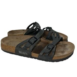 Birkie's Women's Sandals Size 7 Black Leather Slip On Adjustable Buckle Close